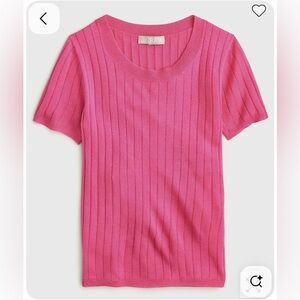 J. Crew Vibrant Pink Silk/Cashmere Tee